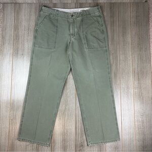 VTG Y2K J.Crew Utility Chino Pants 38x32 Wide Leg Olive Green Broken In Favorite